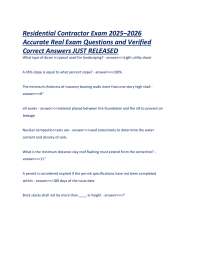 Residential Contractor Exam Questions and Answers 2025-2026
