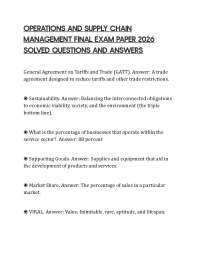 OPERATIONS AND SUPPLY CHAIN MANAGEMENT FINAL EXAM PAPER 2026 SOLVED QUESTIONS AND ANSWERS