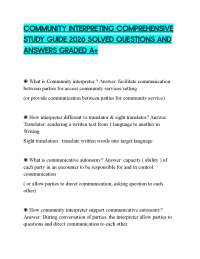 COMMUNITY INTERPRETING COMPREHENSIVE STUDY GUIDE 2026 SOLVED QUESTIONS AND ANSWERS GRADED