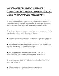 WASTEWATER TREATMENT OPERATOR CERTIFICATION TEST FINAL PAPER 2026 STUDY GUIDE WITH COMPLET