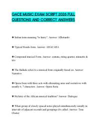GACE MUSIC EXAM SCRIPT 2026 FULL QUESTIONS AND CORRECT ANSWERS