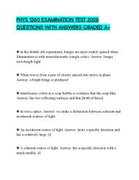 PHYS 1260 EXAMINATION TEST 2026 QUESTIONS WITH ANSWERS GRADED A+