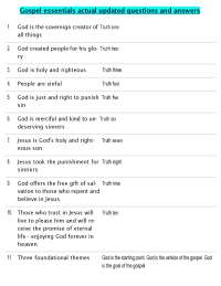 Gospel Essentials: Questions and Answers