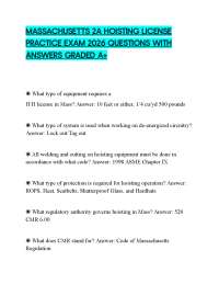 MASSACHUSETTS 2A HOISTING LICENSE PRACTICE EXAM 2026 QUESTIONS WITH ANSWERS GRADED A+