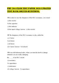 PHY 204 EXAM TEST PAPER 2026 UPDATED TEST BANK SOLVED QUESTIONS.