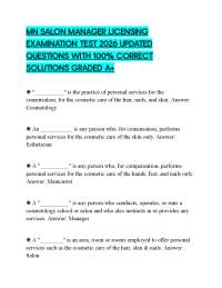 MN SALON MANAGER LICENSING EXAMINATION TEST 2026 UPDATED QUESTIONS WITH 100% CORRECT SOLUT