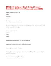 BMSC 210 Midterm 1 Study Guide | Correct Questions And Verified Answers || Latest 2026