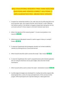 WGU EDUCATIONAL RESEARCH FINAL EXAM 2025-2026 QUESTIONS AND VERIFIED CORRECT SOLUTIONS 100