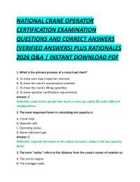 ATIONAL CRANE OPERATOR CERTIFICATION EXAMINATION QUESTIONS AND CORRECT ANSWERS (VERIFIE