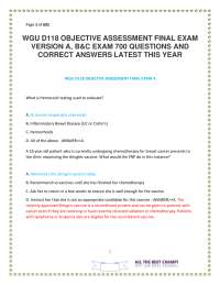 WGU D118 OBJECTIVE ASSESSMENT FINAL EXAM VERSION A, B&C EXAM 700 QUESTIONS AND CORRECT ANS