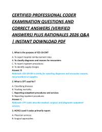 CERTIFIED PROFESSIONAL CODER EXAMINATION QUESTIONS AND CORRECT ANSWERS (VERIFIED ANSWER