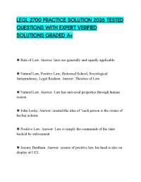 LEGL 2700 PRACTICE SOLUTION 2026 TESTED QUESTIONS WITH EXPERT VERIFIED SOLUTIONS GRADED A+