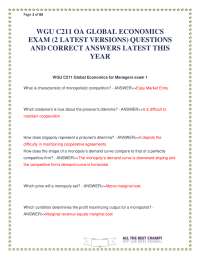 WGU C211 OA GLOBAL ECONOMICS EXAM (2 LATEST VERSIONS) QUESTIONS AND CORRECT ANSWERS LATEST