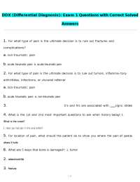 DDX (Differential Diagnosis): Exam 1 Questions with Correct Solved Answers