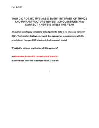 WGU D337 OBJECTIVE ASSESSMENT INTERNET OF THINGS AND INFRASTRUCTURE NEWEST 300 QUESTIONS A