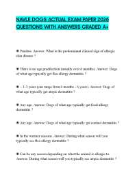 NAVLE DOGS ACTUAL EXAM PAPER 2026 QUESTIONS WITH ANSWERS GRADED A+