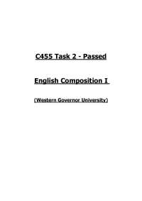 C455 Task 2 – English Composition I – Passed Task (Western Governors University), Exams of