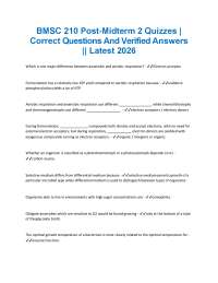BMSC 210 Post-Midterm 2 Quizzes | Correct Questions And Verified Answers || Latest 2026