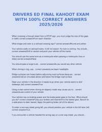 Driver's Education Final Exam Q&A: 100% Correct Answers