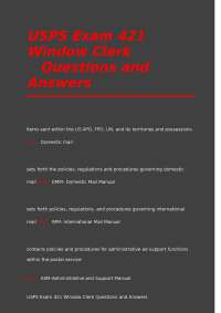 USPS Exam 421: Window Clerk Questions and Answers
