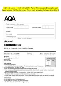 AQA A-Level- ECONOMICS- Paper 3 Economic Principles and Issues-June 2025 - Question Paper