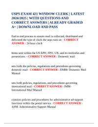 USPS Exam 421 Window Clerk: Questions and Answers for 2024/2025
