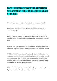 ACC 311 EXAM 3 SET OF FULL QUESTIONS AND ANSWERS FOR A GUARANTEED GRADE A+ IN 2026.