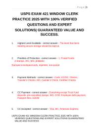 USPS Exam 421 Window Clerk Practice Questions 2025