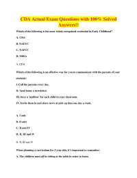 CDA Exam Practice Questions and Answers