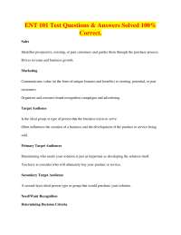 ENT 101: Sales and Marketing Test Questions with Solved Answers
