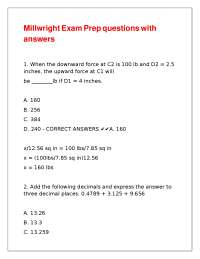 Millwright Exam Prep Questions with Answers