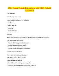 CDA Exam Practice Questions with Solved Answers