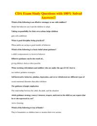 CDA Exam Study Questions with Solved Answers