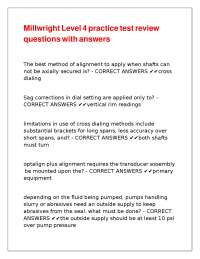 Millwright Level 4 Practice Test Review Questions with Answers