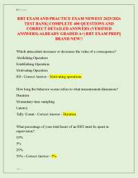 RBT Exam Prep: 400 Questions and Verified Answers for 2025/2026