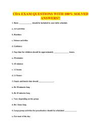 CDA Exam Questions with Solved Answers