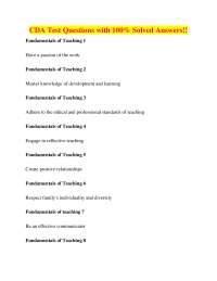 CDA Test Questions and Answers: Fundamentals of Teaching