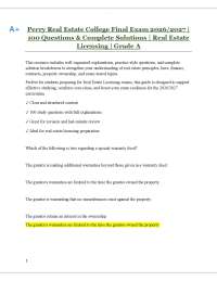 Real Estate Licensing Exam Prep: 100 Questions with Complete Solutions