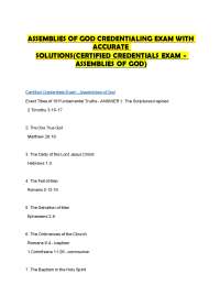 Assemblies of God Credentialing Exam: Questions and Answers
