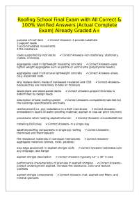 Roofing School Final Exam: Verified Answers and Complete Review