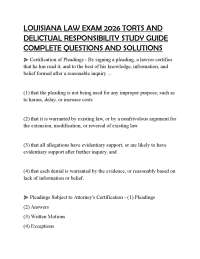 LOUISIANA LAW EXAM 2026 TORTS AND DELICTUAL RESPONSIBILITY STUDY GUIDE COMPLETE QUESTIONS
