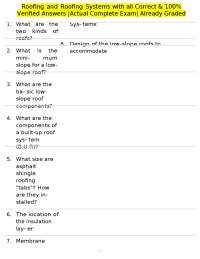 Roofing Systems Exam Questions and Answers