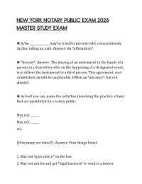 NEW YORK NOTARY PUBLIC EXAM 2026 MASTER STUDY EXAM