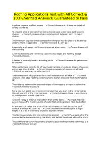Roofing Applications Test Questions and Answers