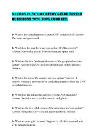 NEURON FUNCTION STUDY GUIDE TESTED QUESTIONS 2026 100% CORRECT.