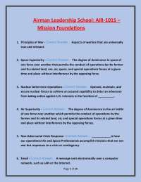 Airman Leadership School: Mission Foundations - Key Concepts and Definitions