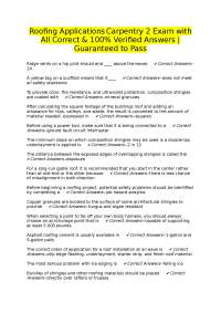 Roofing Applications Carpentry 2 Exam: Questions and Verified Answers