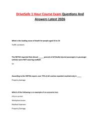 DriveSafe 1 Hour Course Exam: Questions and Answers for Safe Driving