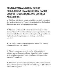 PENNSYLVANIA NOTARY PUBLIC REGULATIONS EXAM 2026 EXAM PAPER COMPLETE QUESTIONS AND CORRECT