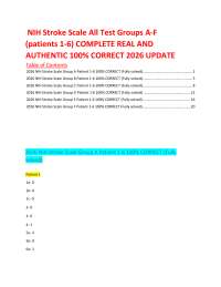NIH Stroke Scale Test Groups A-F Full Answer Key 2026 – 100% Correct Patients 1-6 Guide